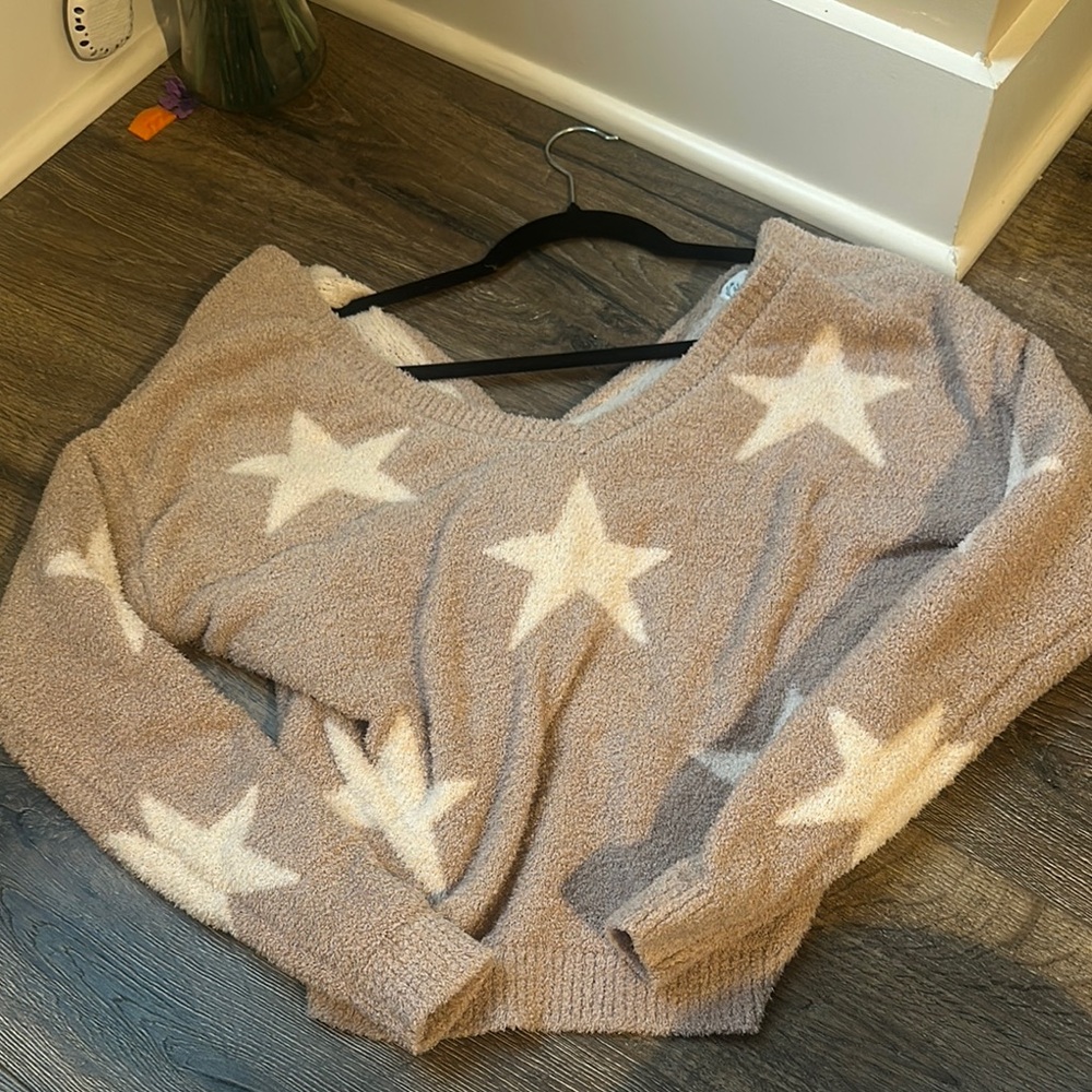 Star Patterned Beige Sweater